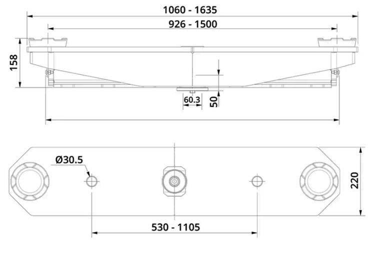 mitat AC T5-1 poikkipalkille