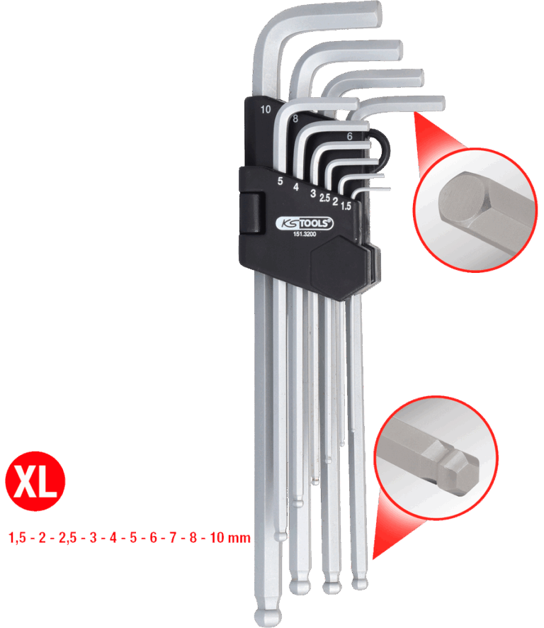 KS Tools kuusiokoloavaimet 1,5 - 10 mm