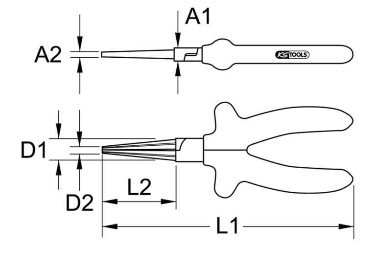 VDE kärkipihtien mitat, KS Tools 117.1290
