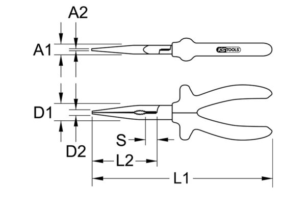 VDE kärkipihtien mitat, KS Tools 117.1291