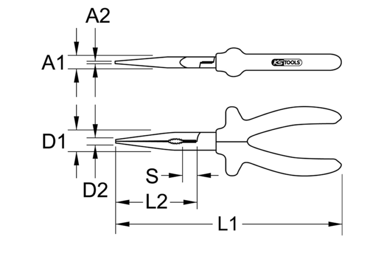VDE kärkipihtien mitat, KS Tools 117.1291