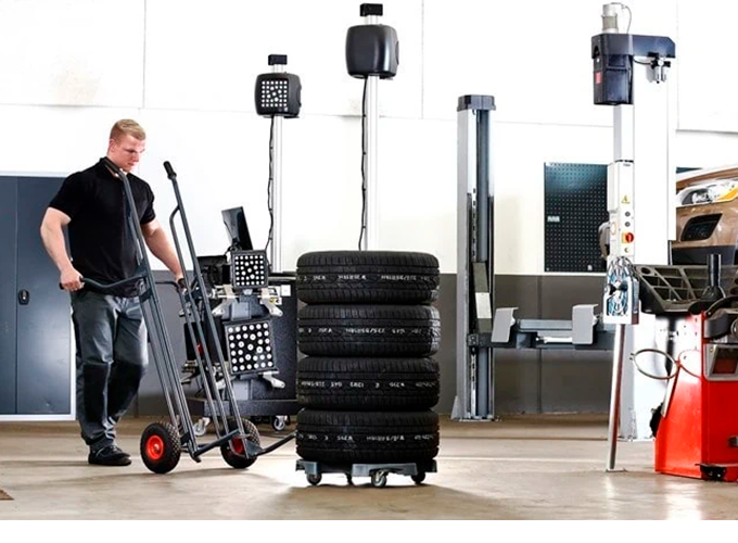 siirtovaunun käyttö AHCON Wheel Caddy