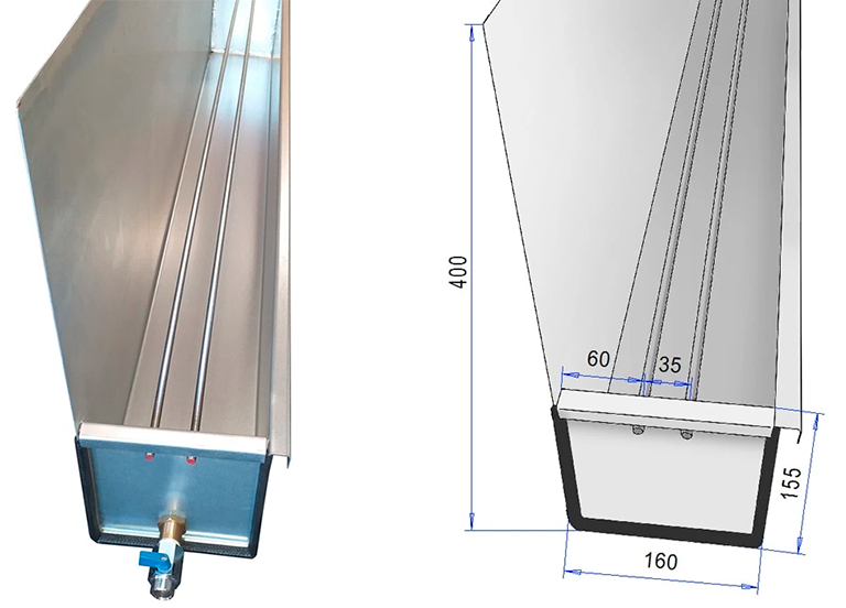Pienen tippakaukalon mittapiirros