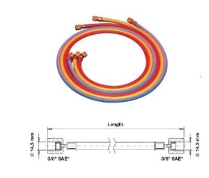 huoltoletku ⅜" SAE-liittimillä, ilmastoinninhuoltolaitteisiin