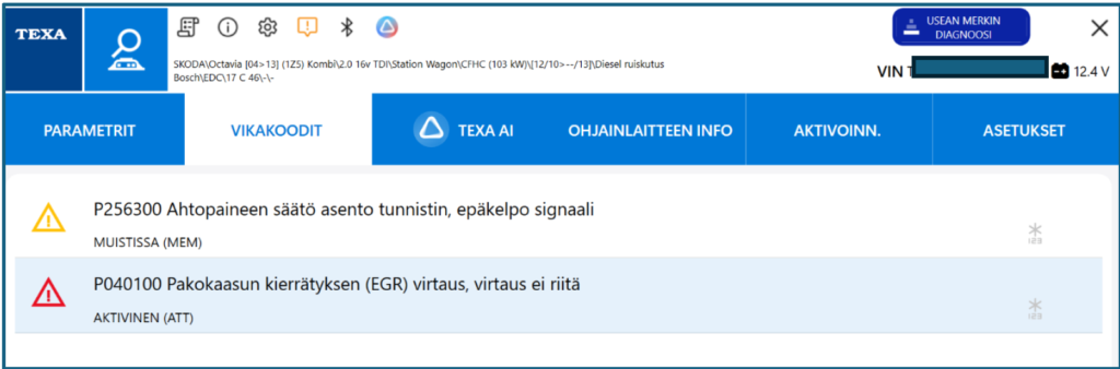 Diagnostiikan perusteita Vikakoodit